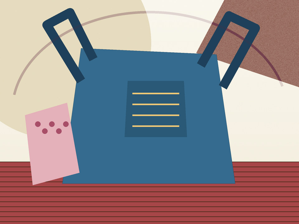 Unique link illustration for Machine Work: make a lined denim tote bag with handles