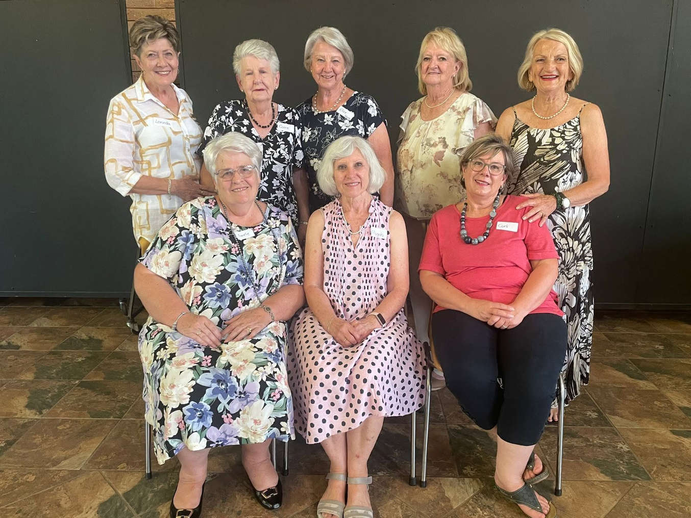 Group photo of VLU Bailliepark members: Lorinda Noeth, Corrie Terblanche, Elize Schutte, Elna van Dyk, Leonie Wright, Annelie Botha, Magda Kotzee and Corli Swart.
